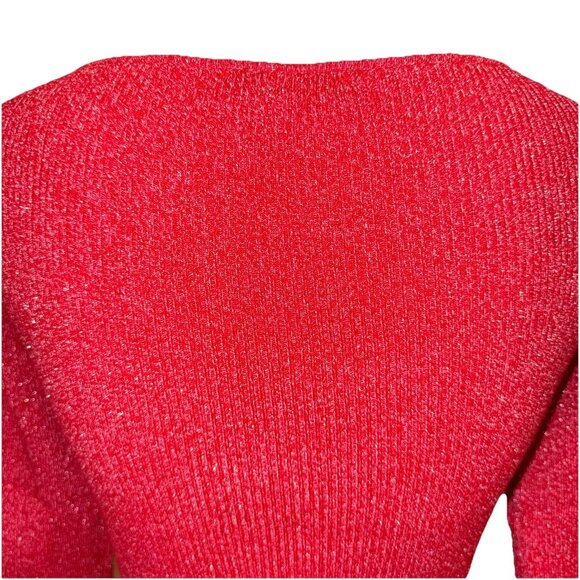 Jessica Simpson Red Sweater Women’s Cleavage Twist Stretch Tight Fit Size Medium - Picture 6 of 6